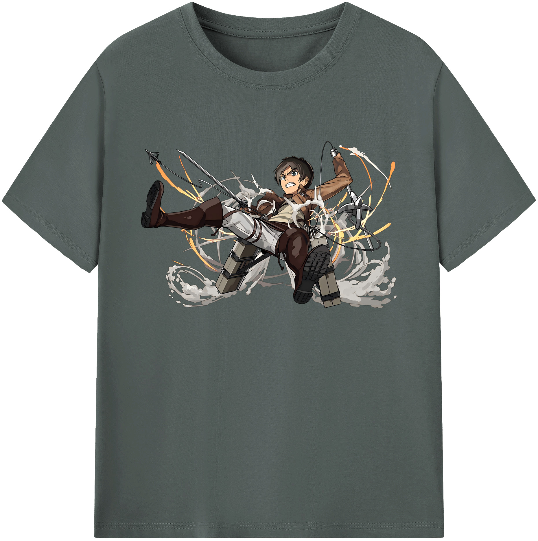 （画像用） 進撃の巨人 エレン･イェーガー Attack on Titan Eren Jäger 綿100％ メンズ半袖Tシャツ｜肌触りやわらか＆通気性